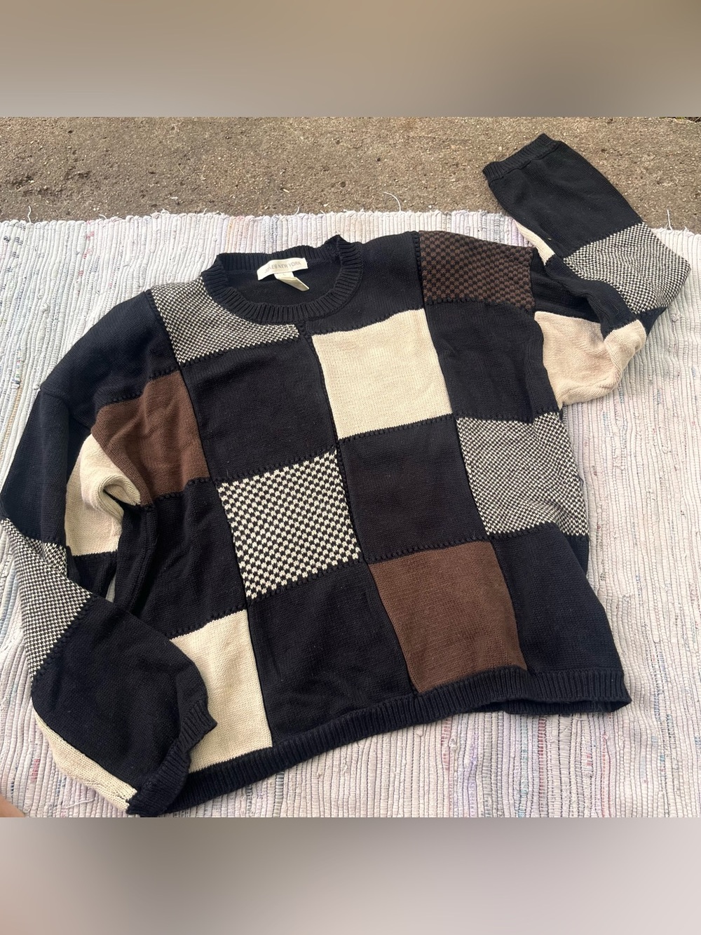 Vintage 100% cotton Colorblock Cotton Pullover Sweater
